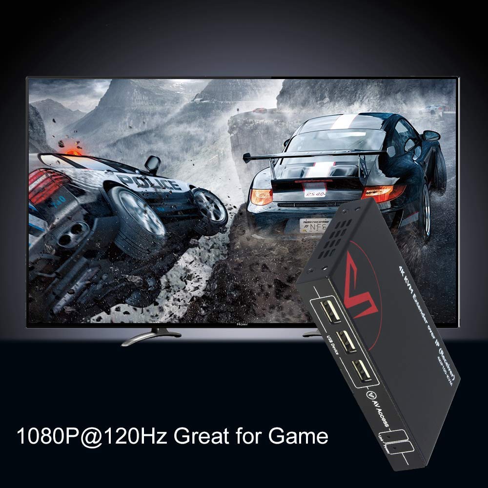 4K HDMI USB KVM Extender Over Single Cat5e/6 up to 120M, 1080P@120Hz, 3 Ports USB Hub D747