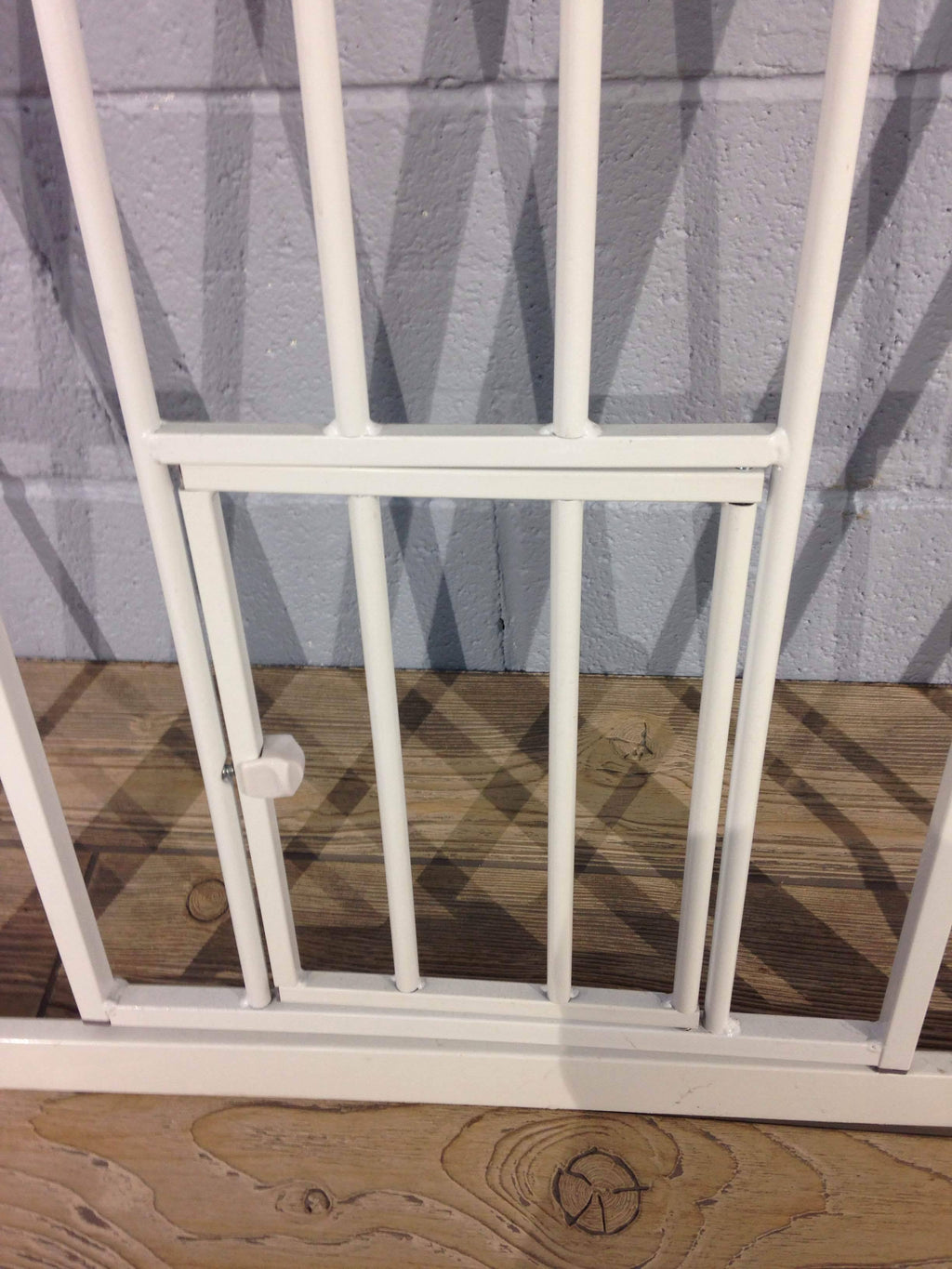 White Extra Tall Pet Gate with Small Pet Door N709293