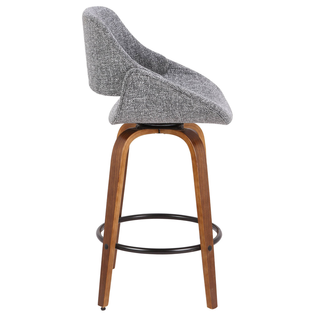 Walnut and Grey Noise Fabric Counter Stool R4285