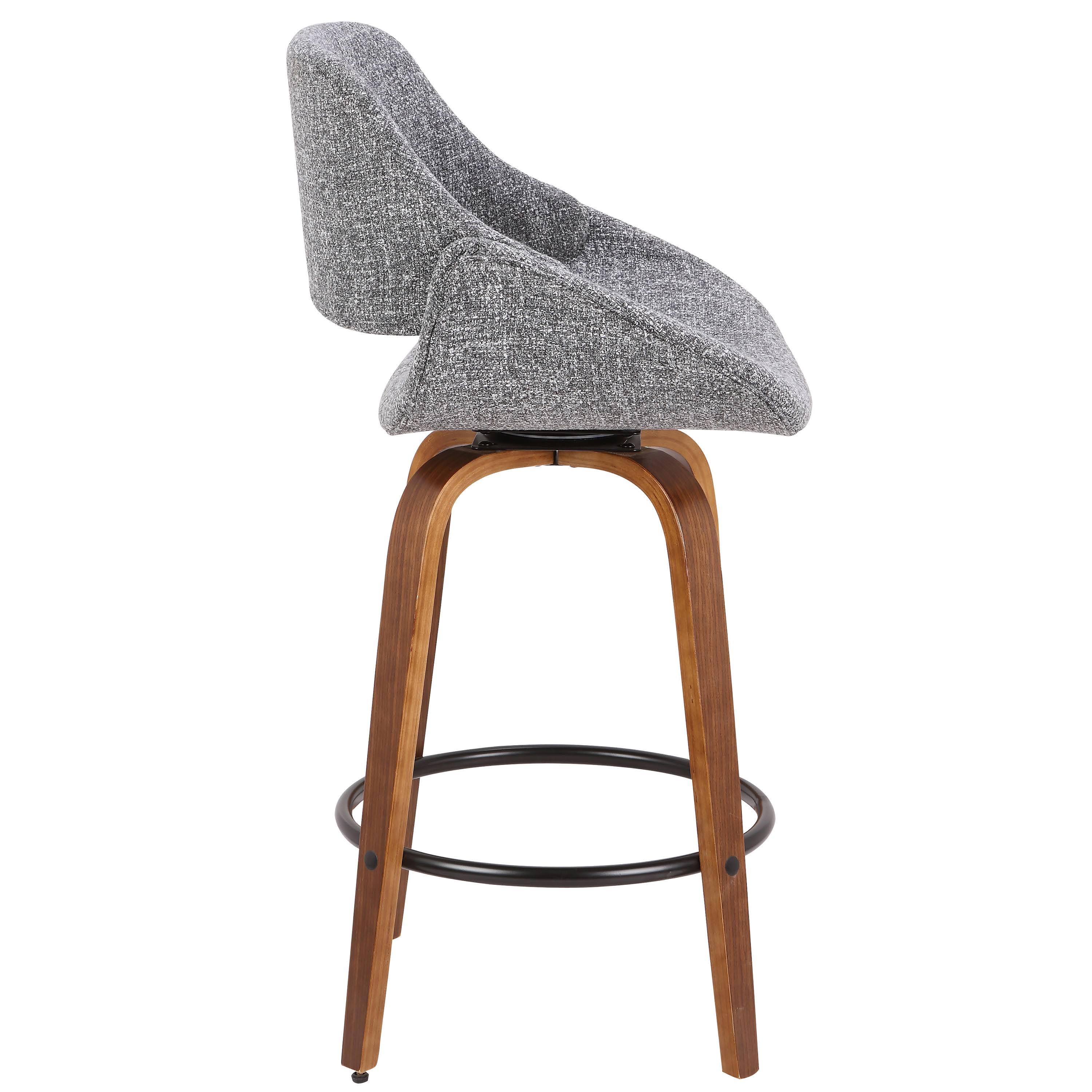 Walnut and Grey Noise Fabric Counter Stool R4285
