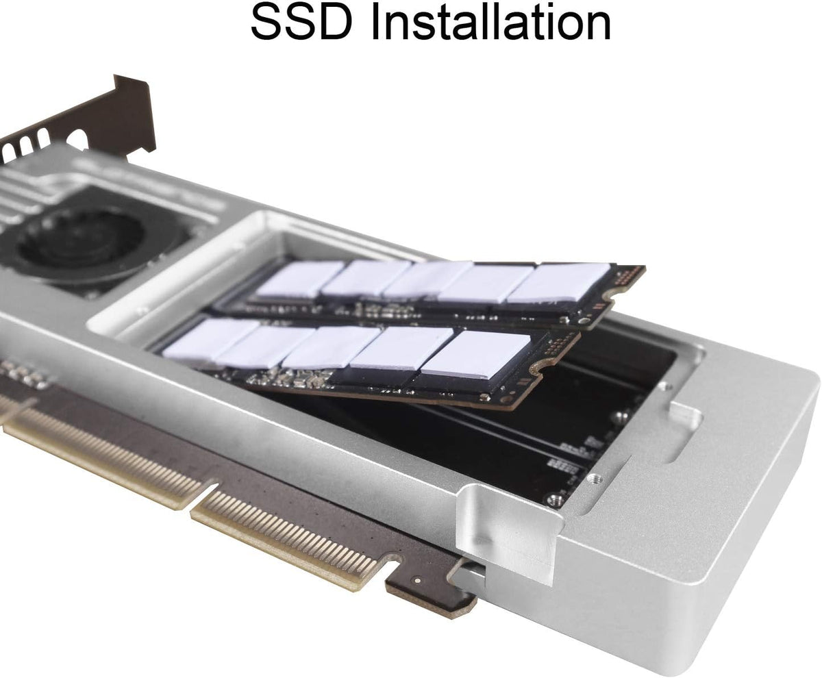 4-Bay M.2 NVME Adapter, PCIE 3.0 X8 Bandwidth, Full Aluminum Panel with Built-in Fan K2212