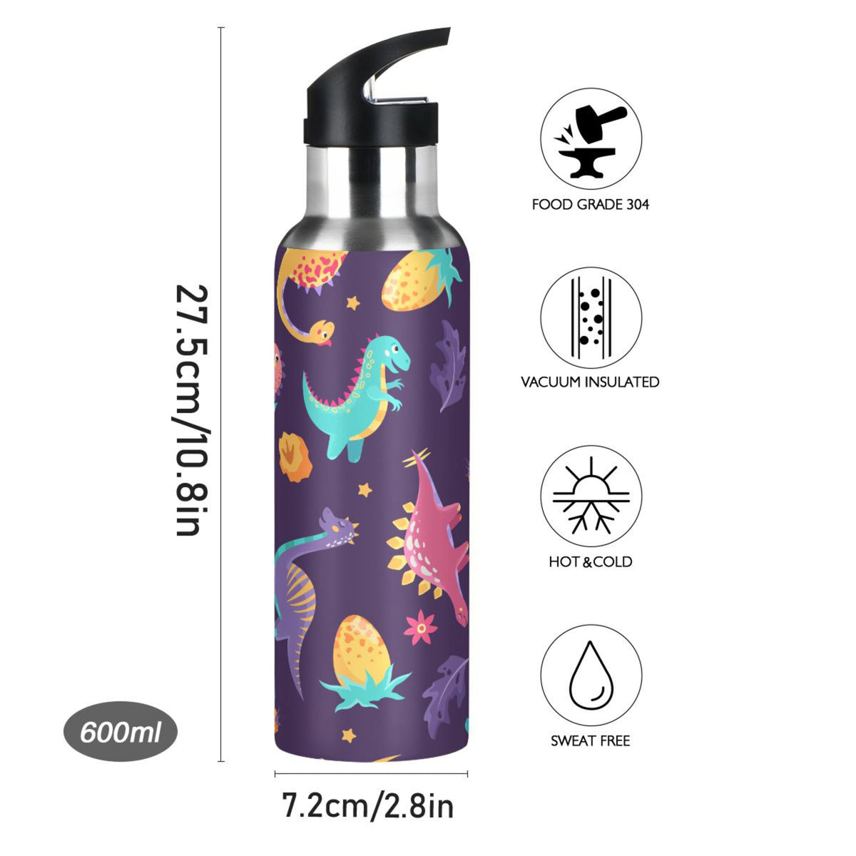 Stainless Steel Insulated Water Bottle with Straw Lid U20285