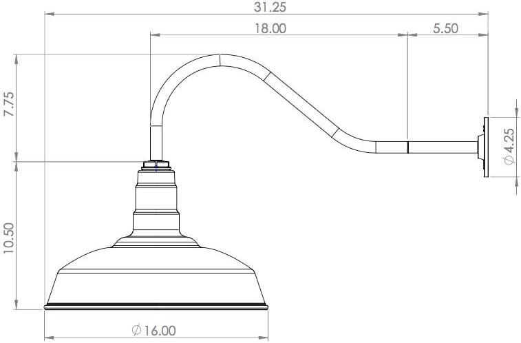 White Gooseneck Barn Light with Wire Guard Z165
