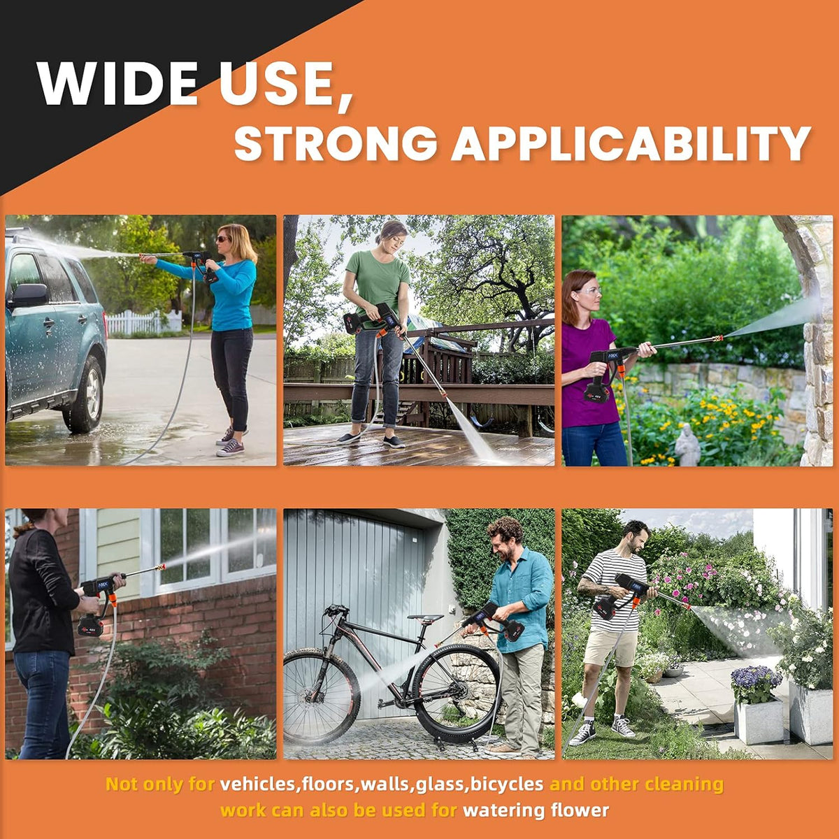 Cordless Electric Pressure Washer with 2PCS Portable Battery, 450PSI O783