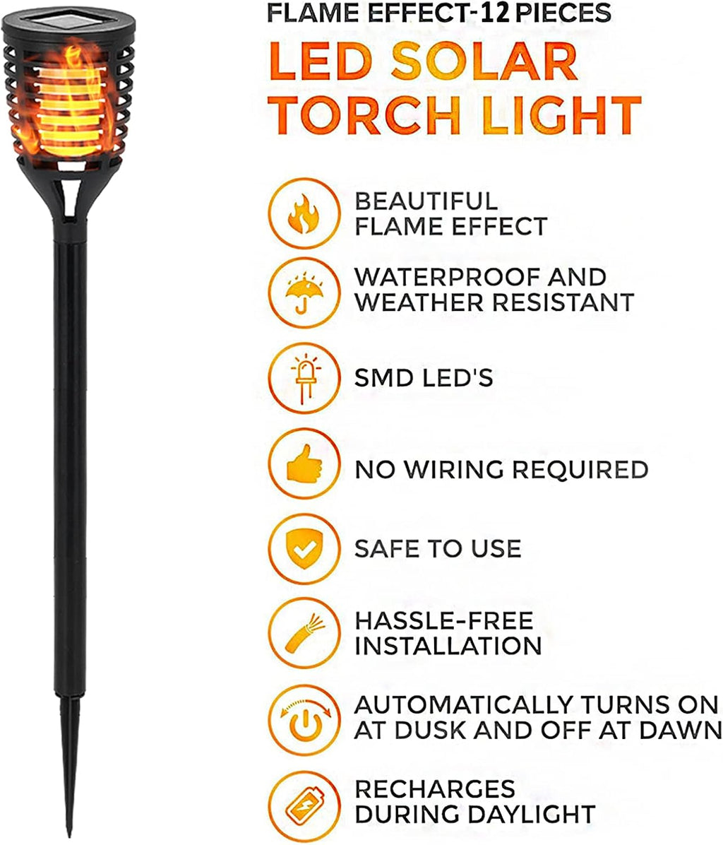 18PK Mini Solar Tiki Torches With Dancing Flickering Flame O503695