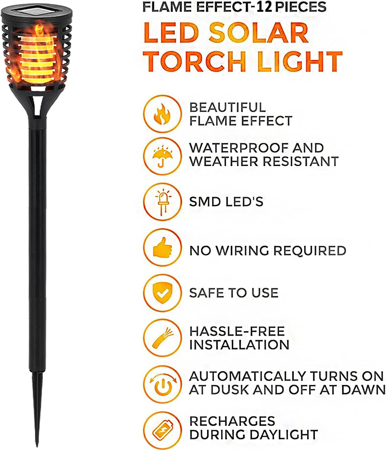 18PK Mini Solar Tiki Torches With Dancing Flickering Flame O503695