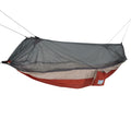 Nylon Mosquito Hammock with Attached Bug Net, 1 Person Red and Taupe, 115" L x 59" W M245794