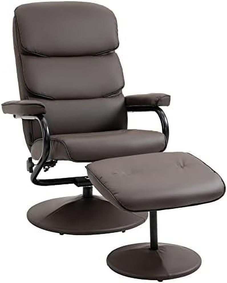 Cream White PU Leather Swivel Recliner Chair with Ottoman P230