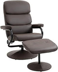 Cream White PU Leather Swivel Recliner Chair with Ottoman P230
