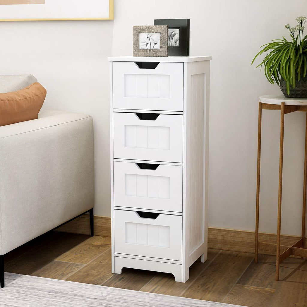 White Freestanding Storage Cabinet with 4 Drawers H21231