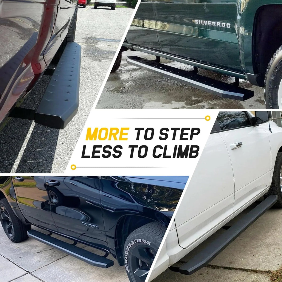 6 Inch Black Running Boards Side Step Nerf Bar A831