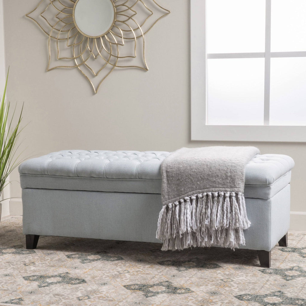 Tufted Fabric Storage Ottoman Bench A620