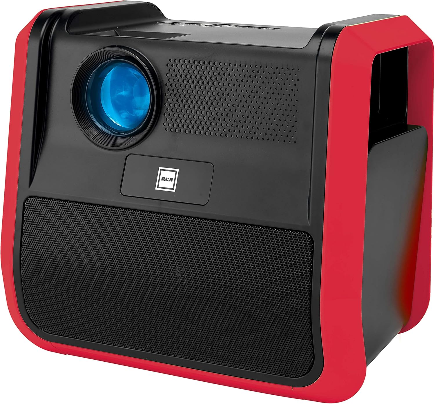 Portable Projector with Built-in Handles and Speakers, Black/Red A902