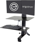Black Sit Stand Dual Monitor Standing Desk Converter with Worksurface T968