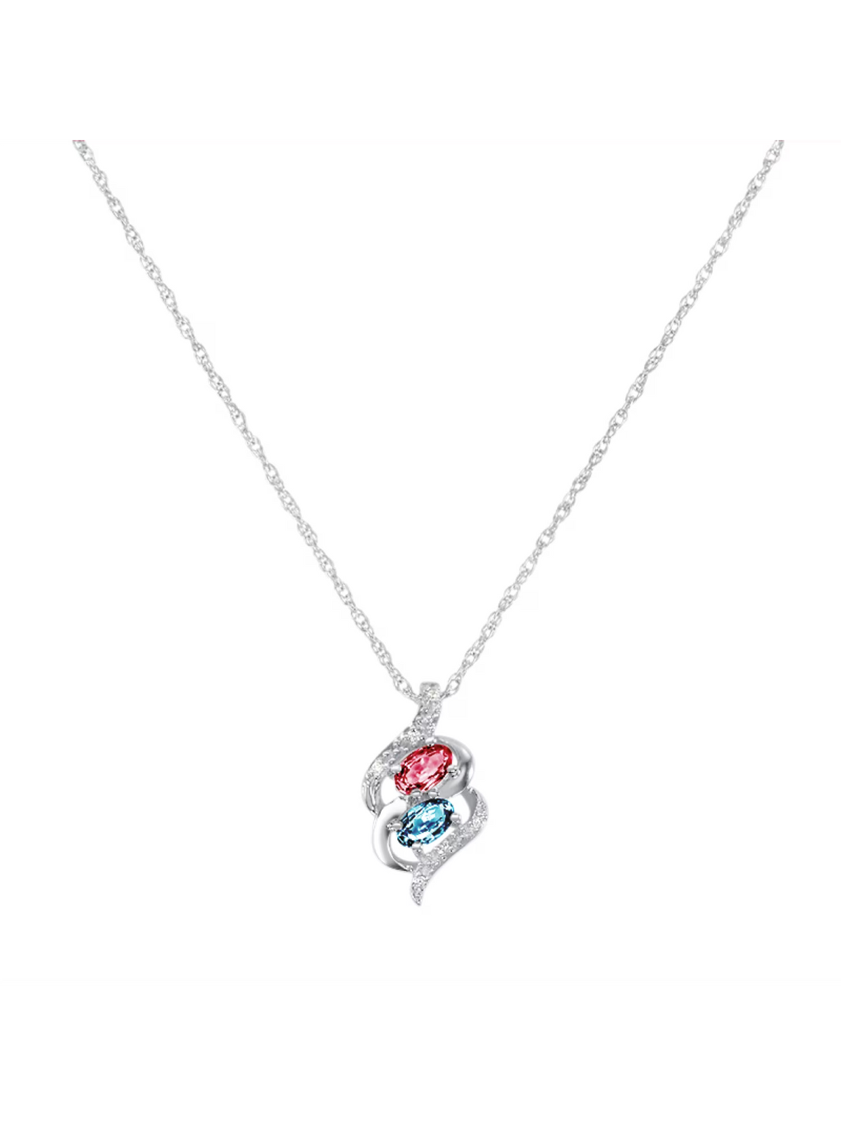 Simulated Birthstone Pendant Necklace in Sterling Silver J71562