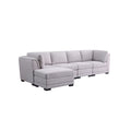 Light Gray Linen Fabric Reversible Sectional Sofa with Ottoman W610587