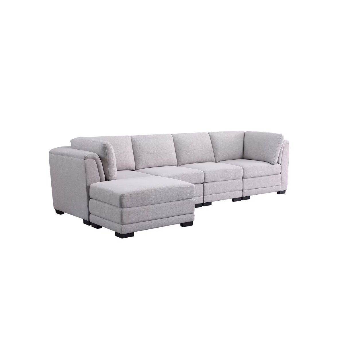 Light Gray Linen Fabric Reversible Sectional Sofa with Ottoman W610587