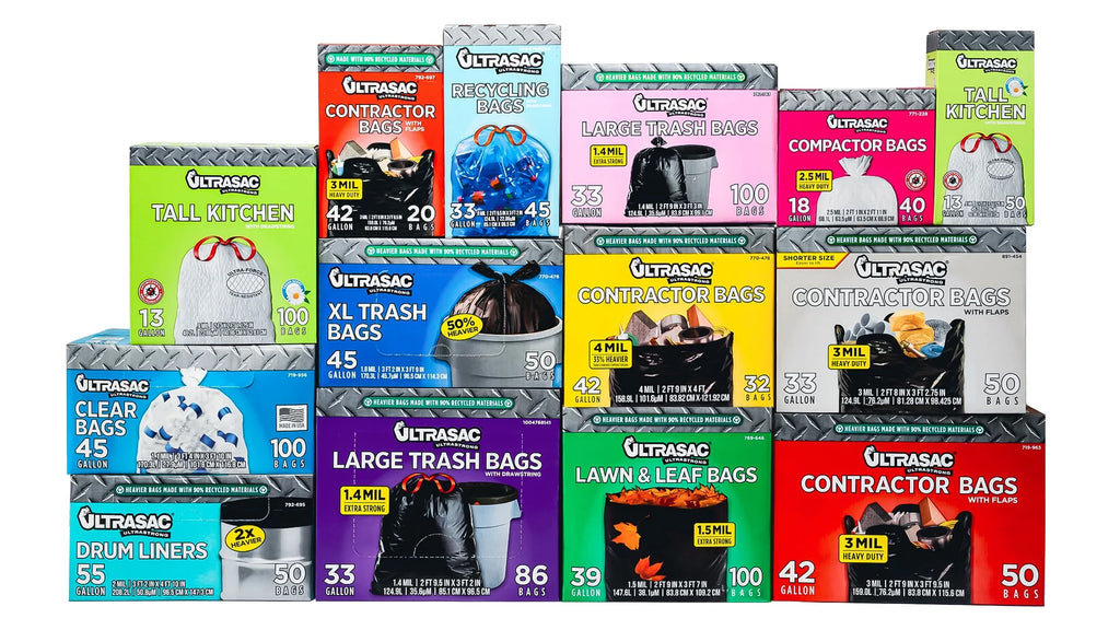 33 Gallon Heavy Duty Black Plastic Trash Bags with Ties 100 Pack O3700
