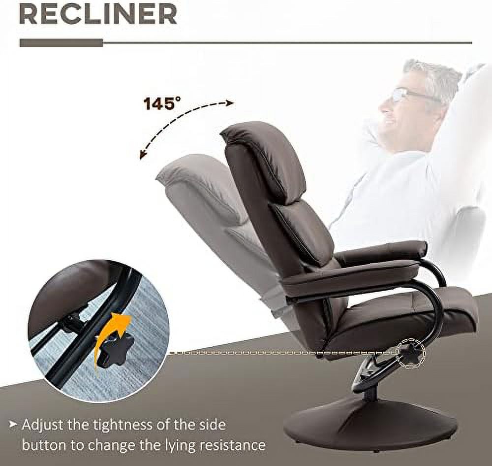 Cream White PU Leather Swivel Recliner Chair with Ottoman P230