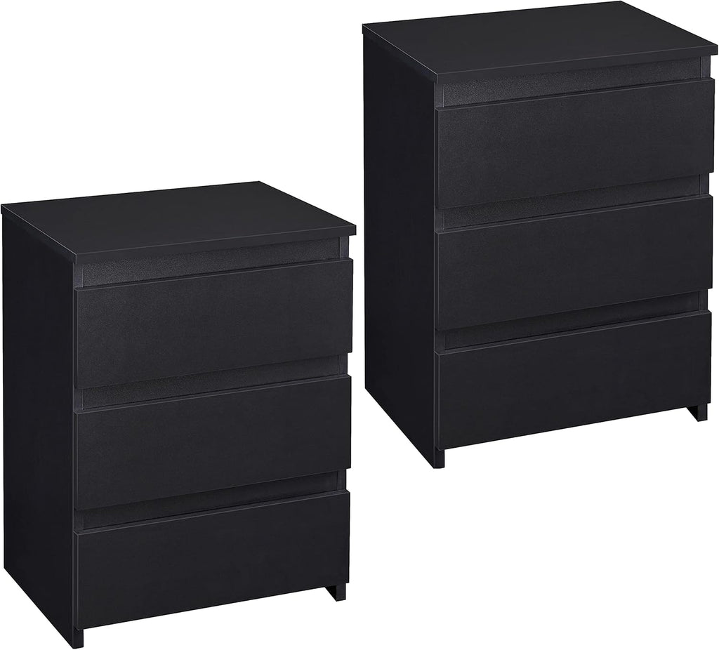 Black 3 Drawer Set of 2 End Tables S55017