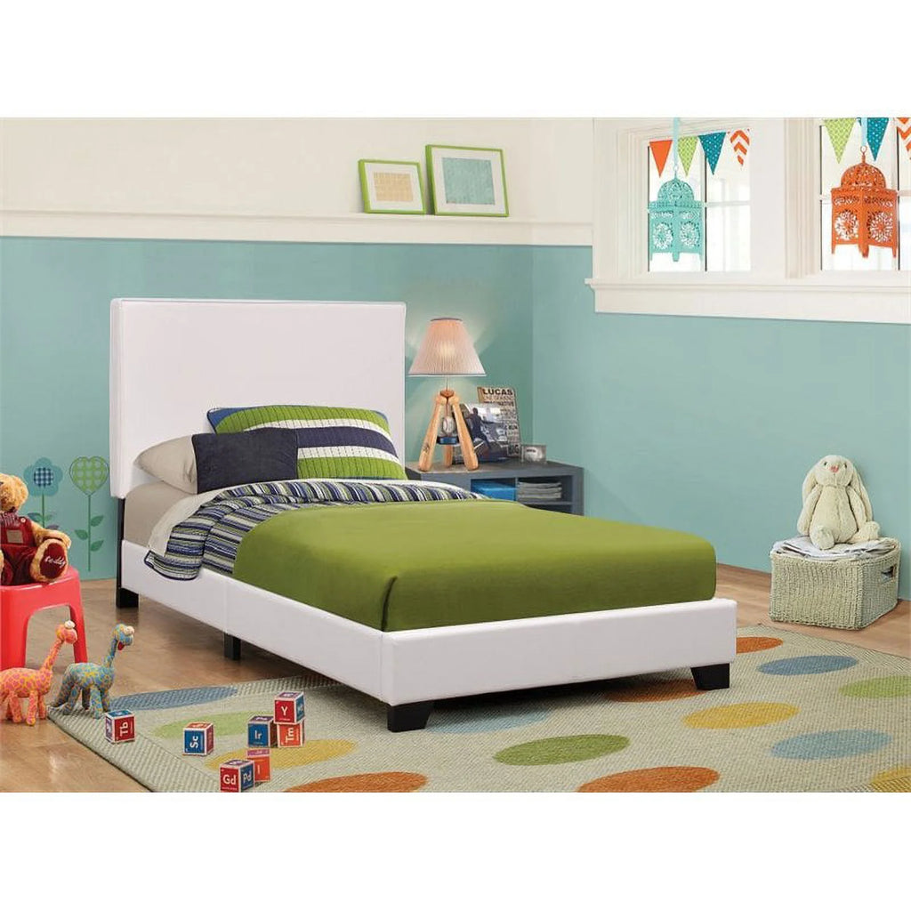 White Upholstered Twin Platform Bed L180006