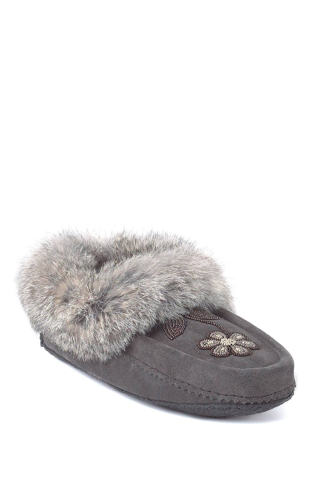 Genuine Rabbit Fur Sheepskin Footbed Moccasin M6312