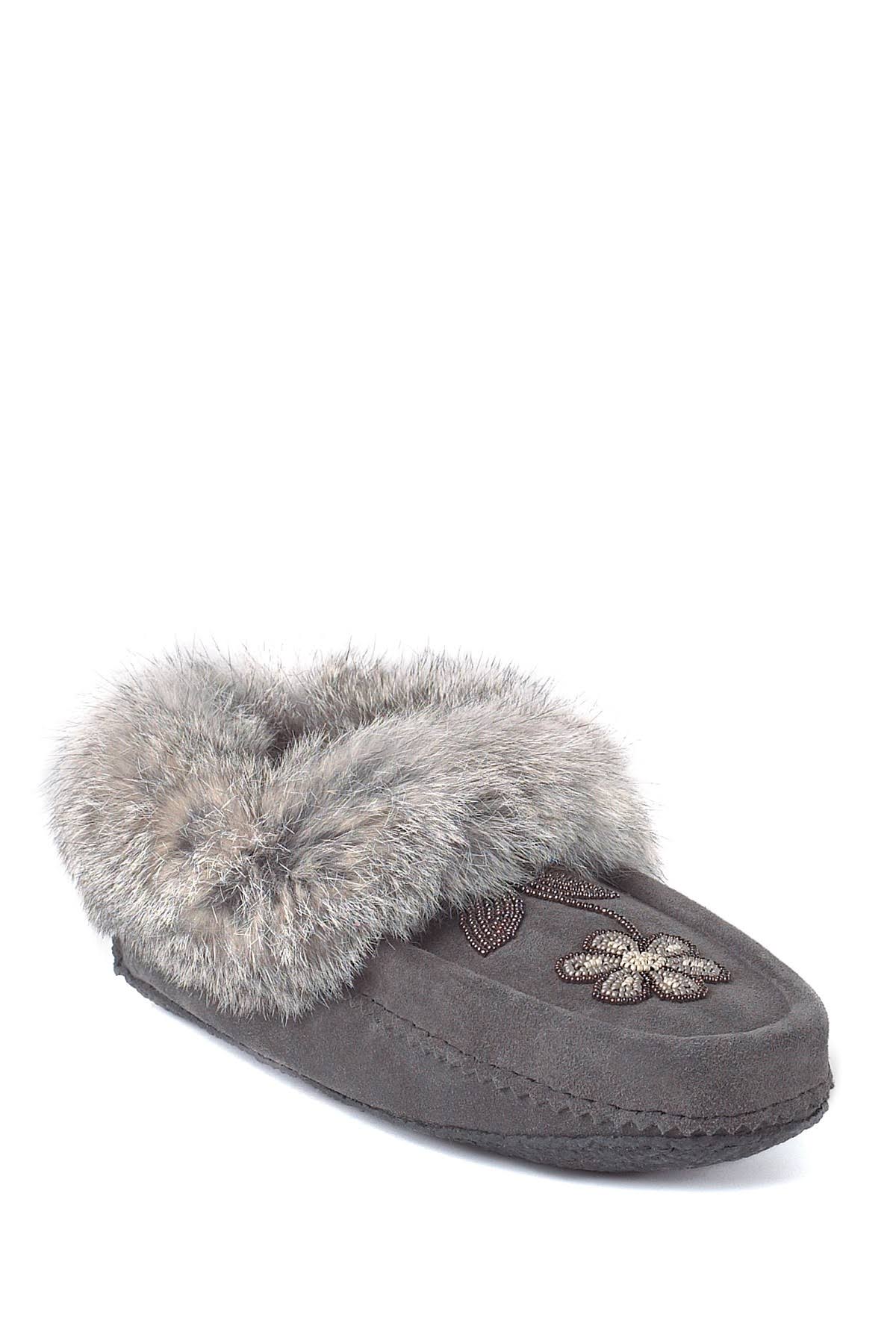 Genuine Rabbit Fur Sheepskin Footbed Moccasin M6312
