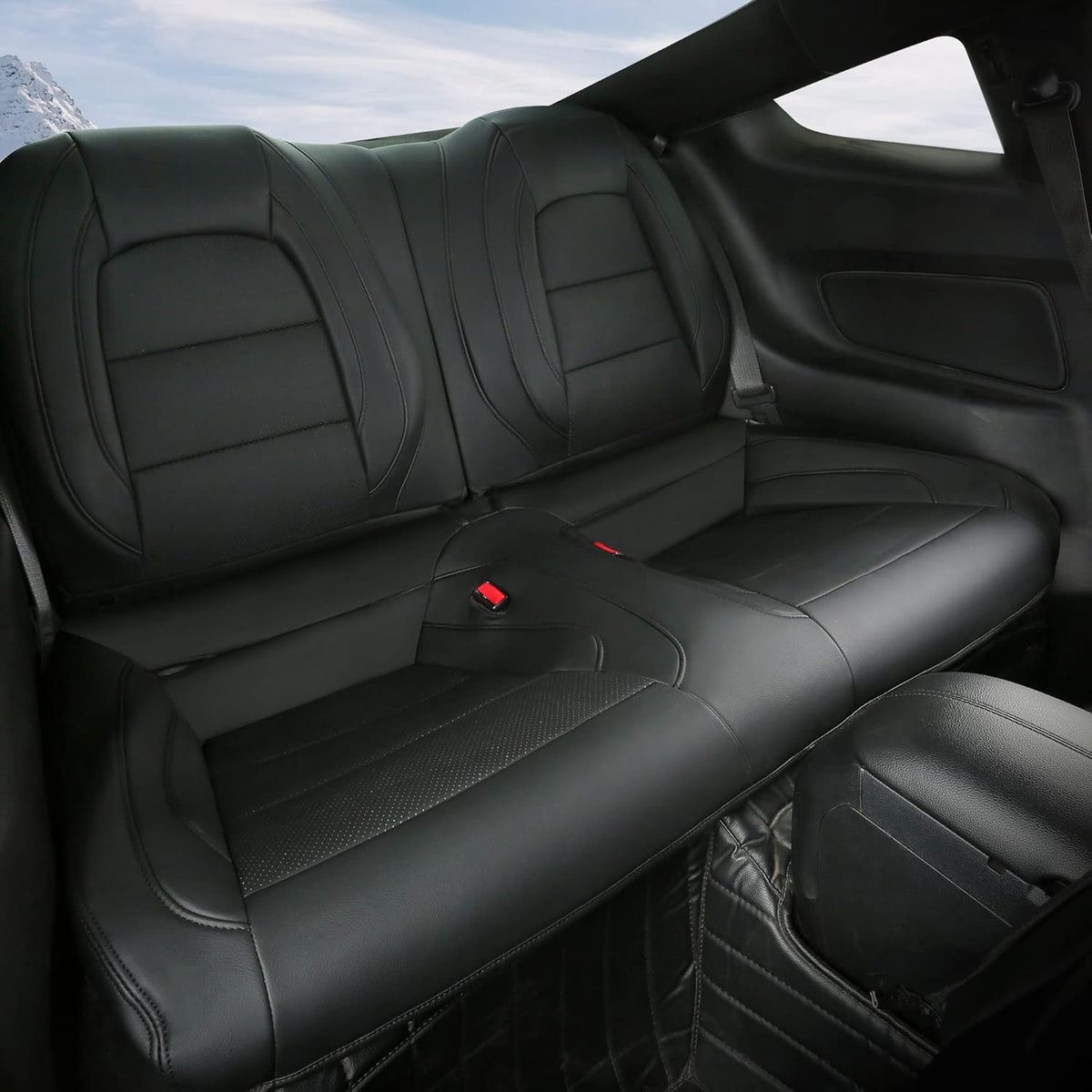 Black Faux Leather Car Seat Covers for Ford Mustang Coupe K6155