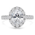 Oval Halo Engagement Ring with Accents in 14K White Gold T171