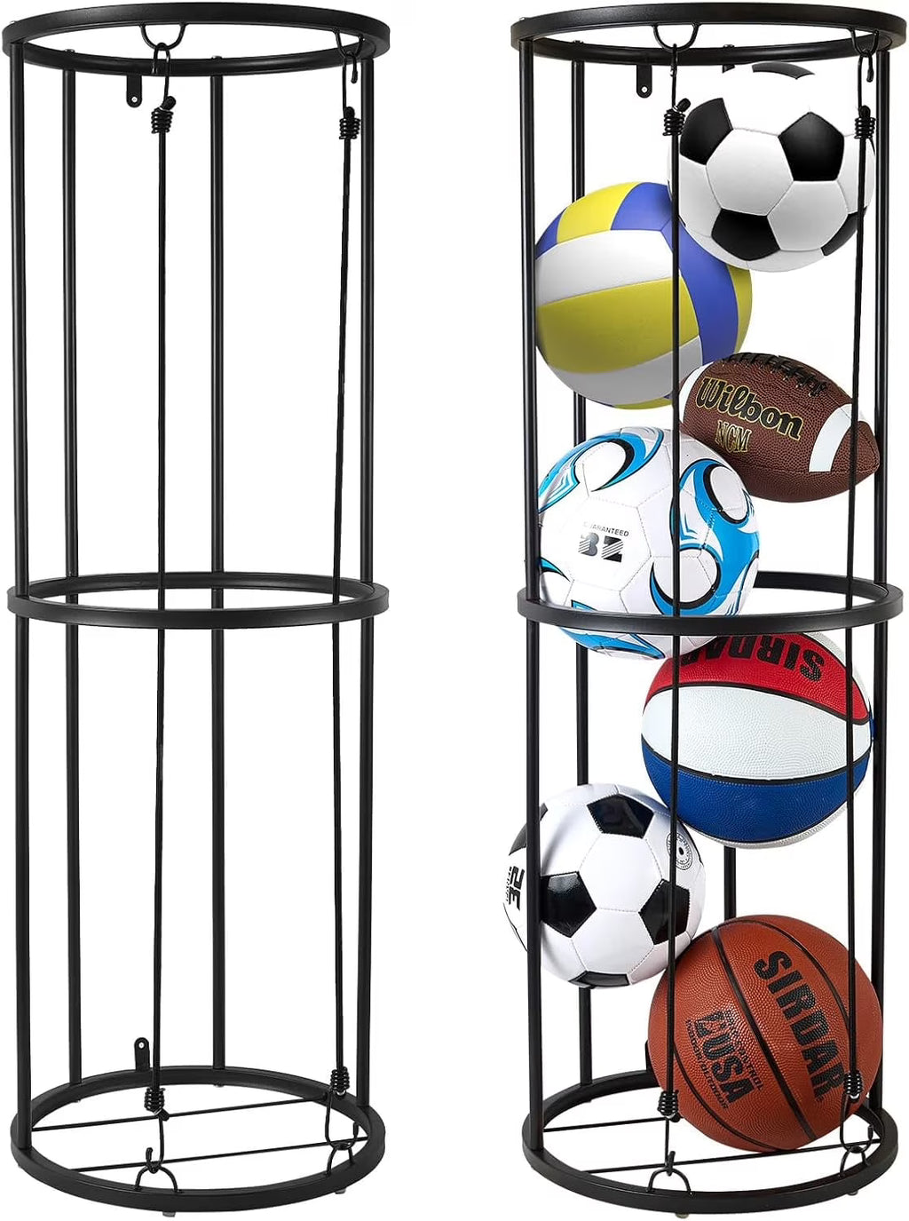 Wall-Mounted Vertical Ball Storage Rack for Basketball, Soccer, Volleyball, Football S95461