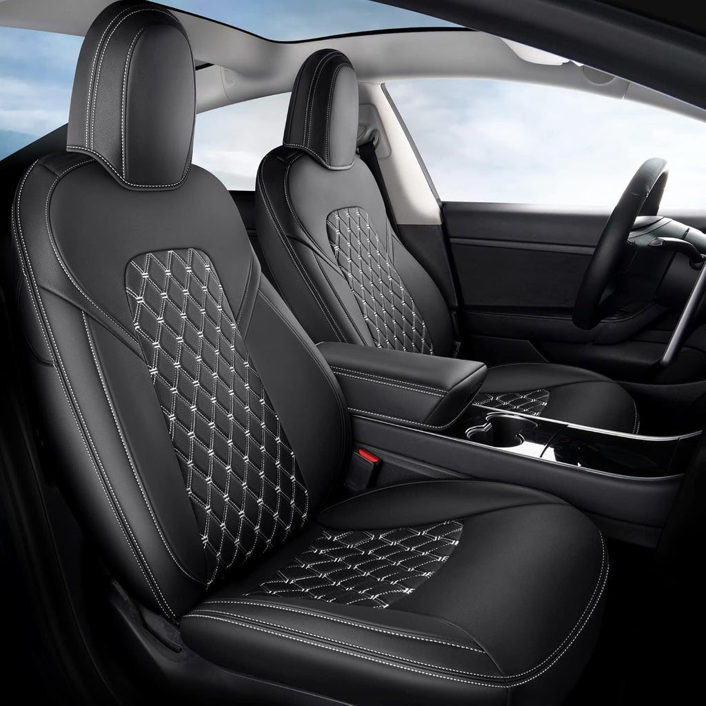 Black Pu Leather Car Seat Covers for Tesla Model Y I627868