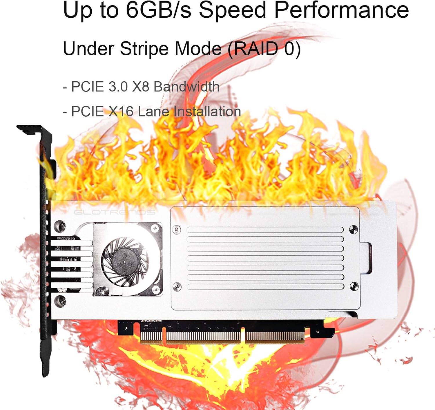 4-Bay M.2 NVME Adapter, PCIE 3.0 X8 Bandwidth, Full Aluminum Panel with Built-in Fan K2212