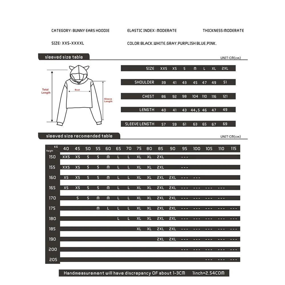 Cat Ears Hoodie Crop Top D316