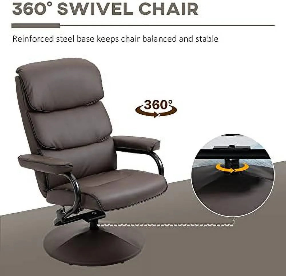 Cream White PU Leather Swivel Recliner Chair with Ottoman P230
