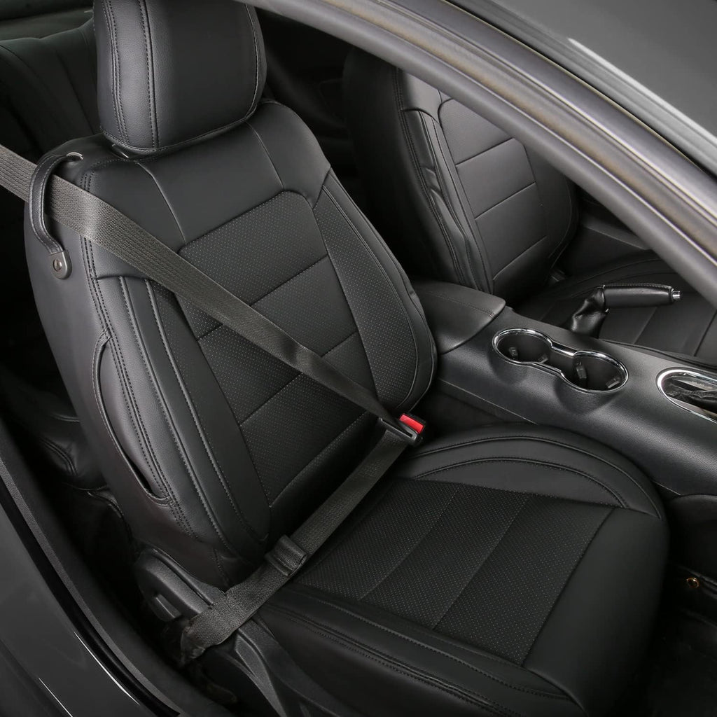 Black Faux Leather Car Seat Covers for Ford Mustang Coupe K6155