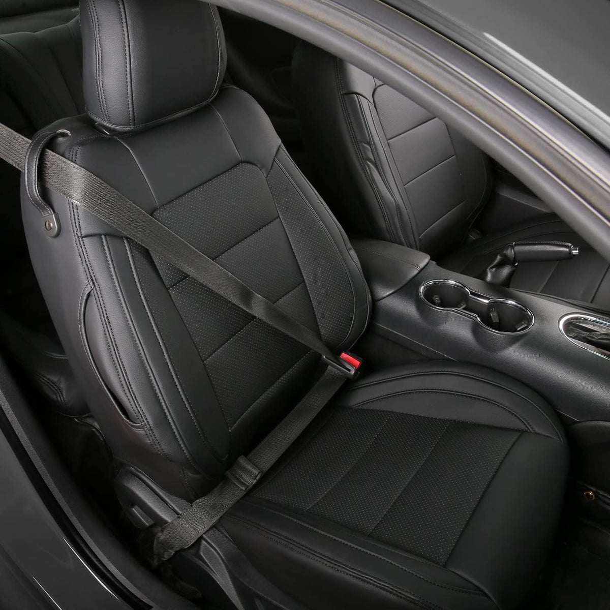 Black Faux Leather Car Seat Covers for Ford Mustang Coupe K6155