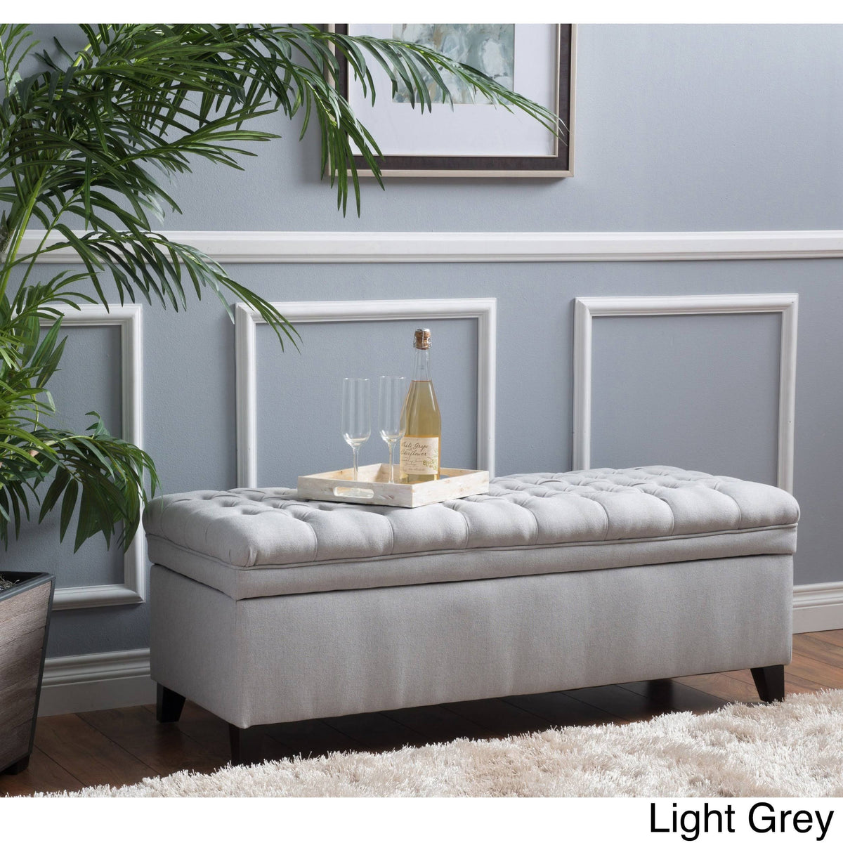 Tufted Fabric Storage Ottoman Bench A620
