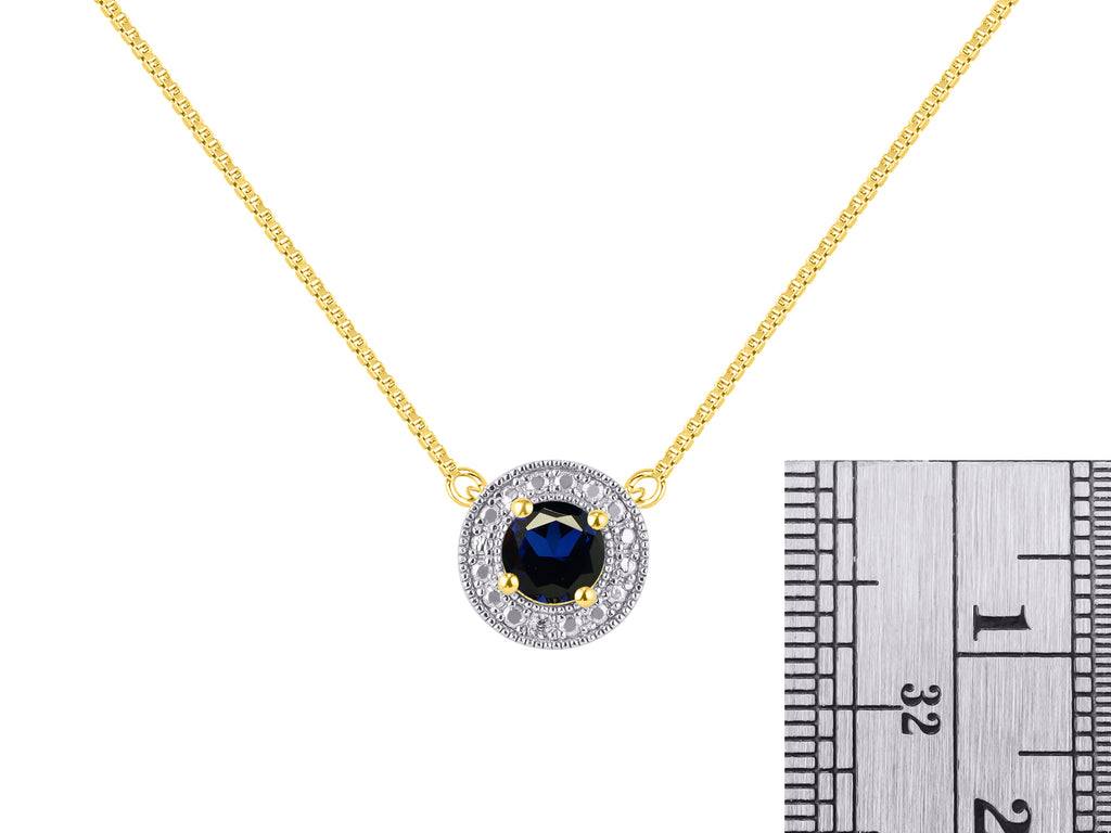 Yellow Gold Plated Silver 925 Halo Necklace with Genuine Diamonds B2720