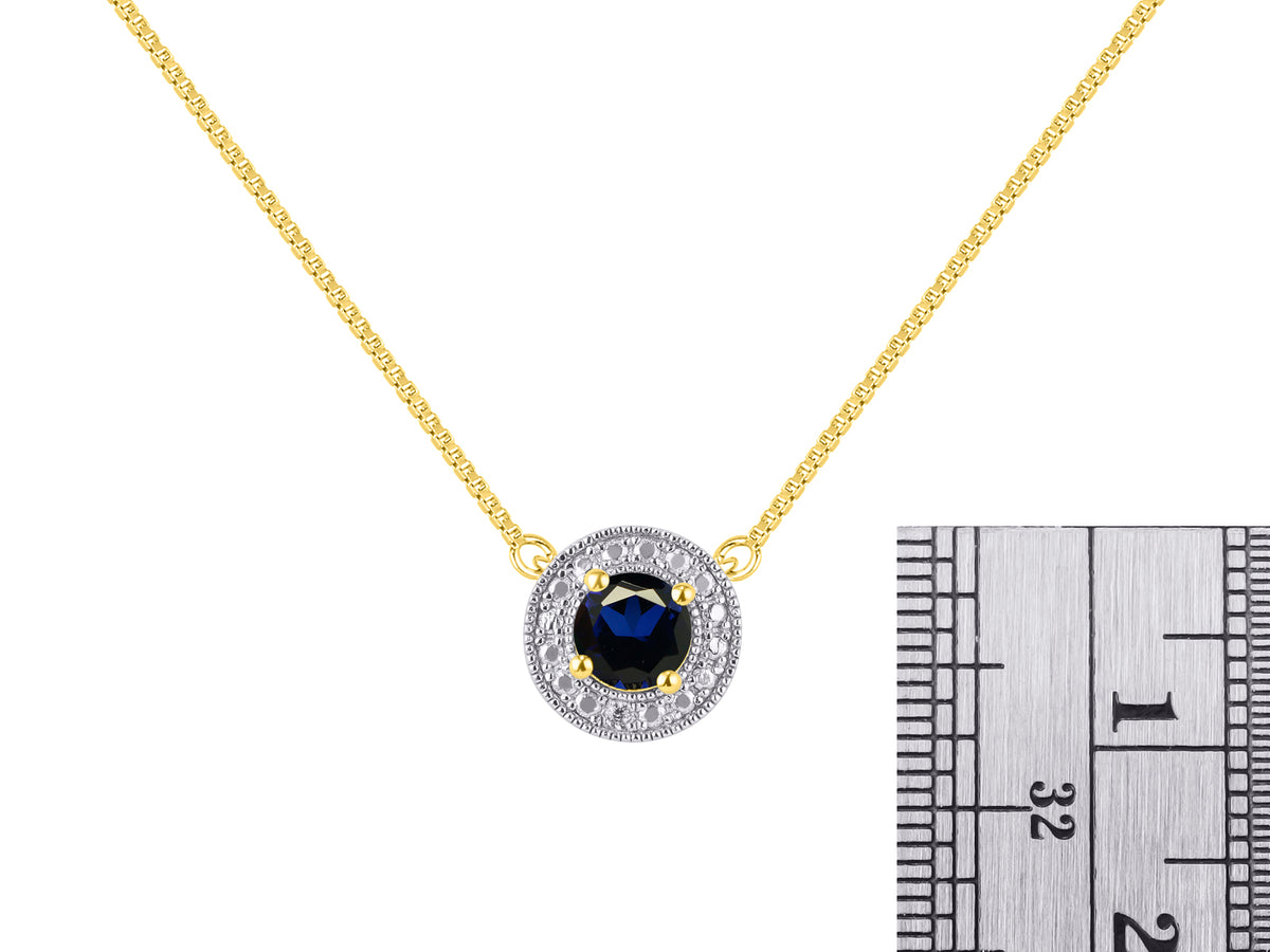 Yellow Gold Plated Silver 925 Halo Necklace with Genuine Diamonds B2720