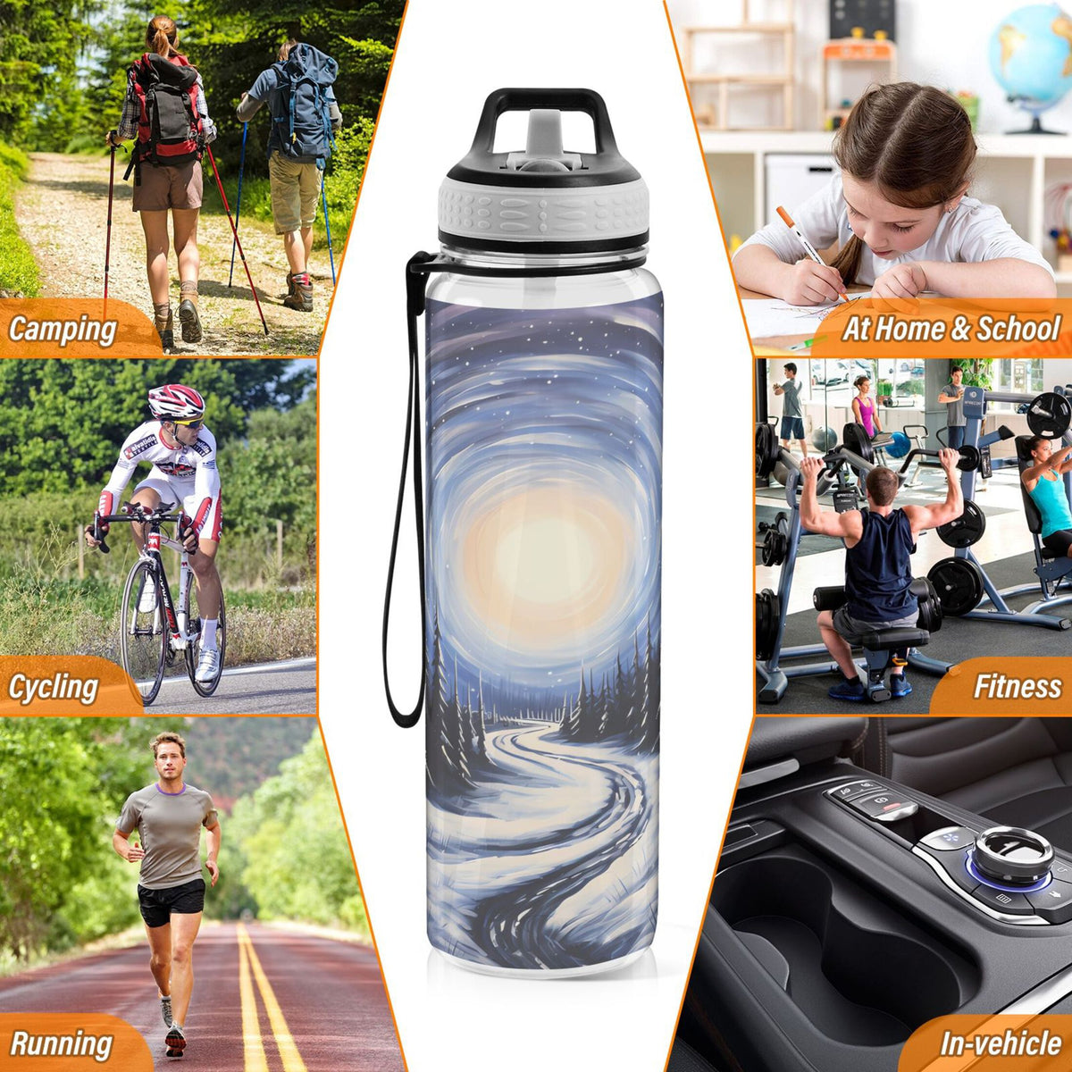 32oz Tritan Leakproof Clear Sports Water Bottle N49796