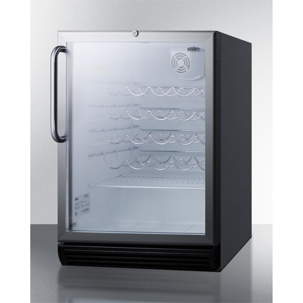 Black Glass Door Wine Cellar with Lock G892813
