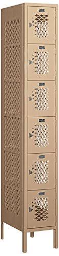 Vented Metal Locker, Six Tier, Tan D58314