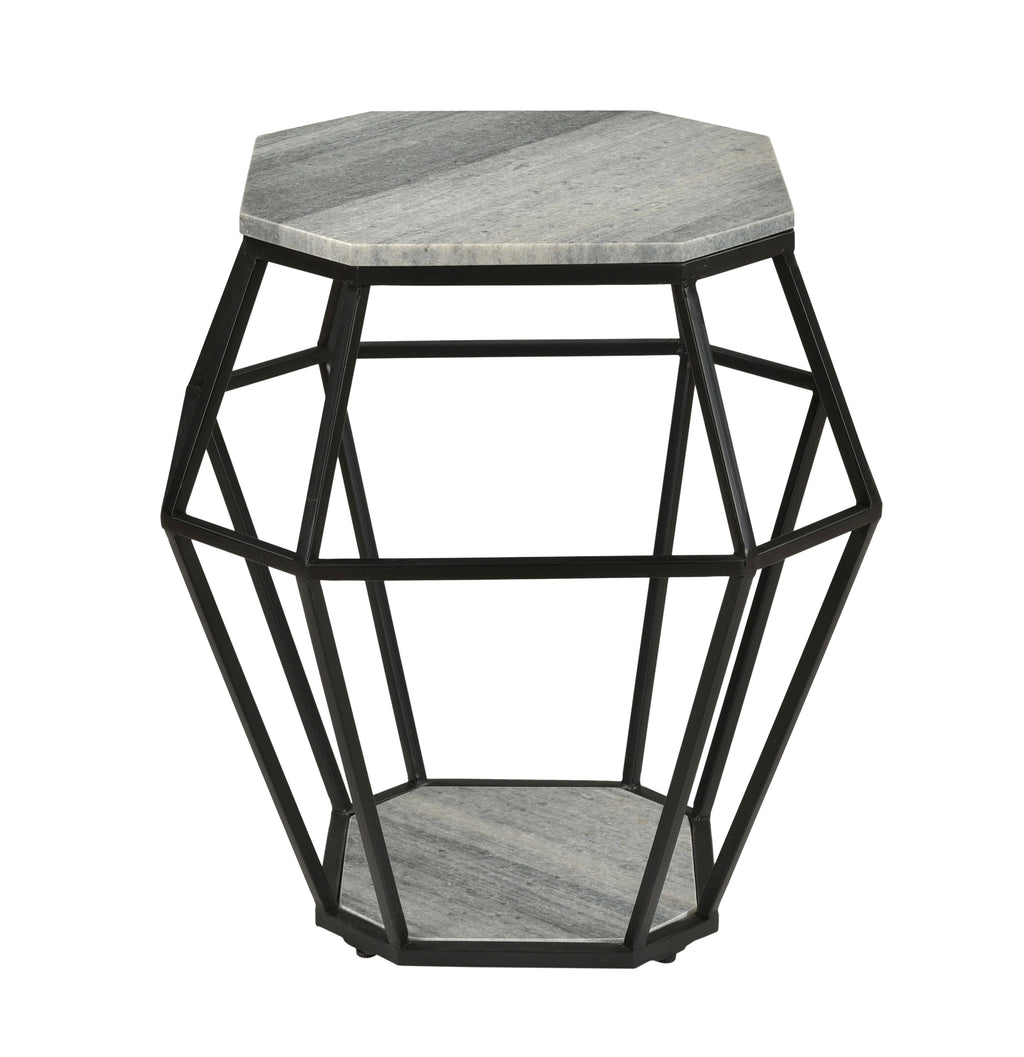 Grey Black Octagonal Accent Table J655