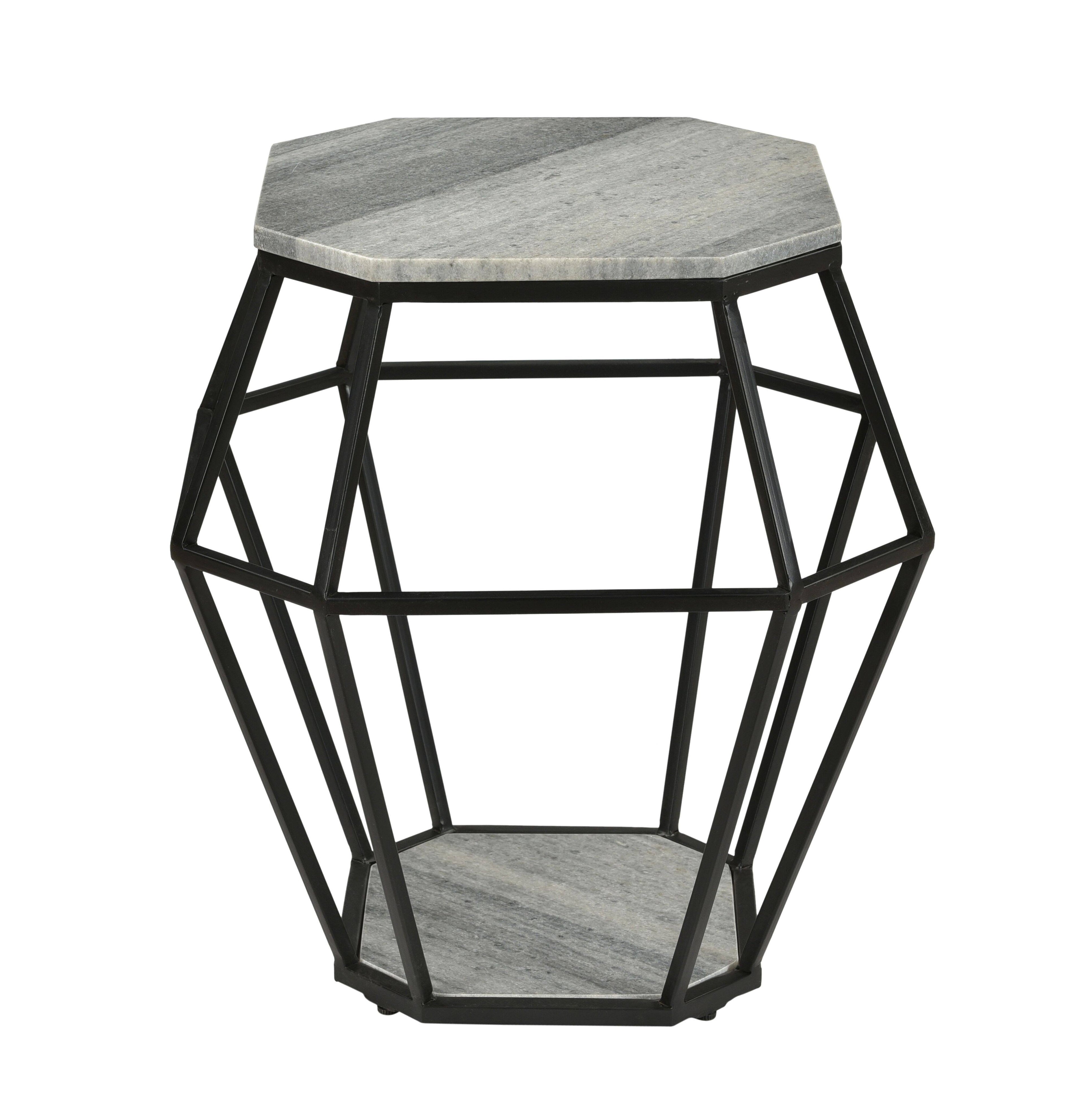 Grey Black Octagonal Accent Table J655