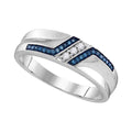 Men's Solid Sterling Silver Blue Diamond Wedding Band Ring Size 12 C133399