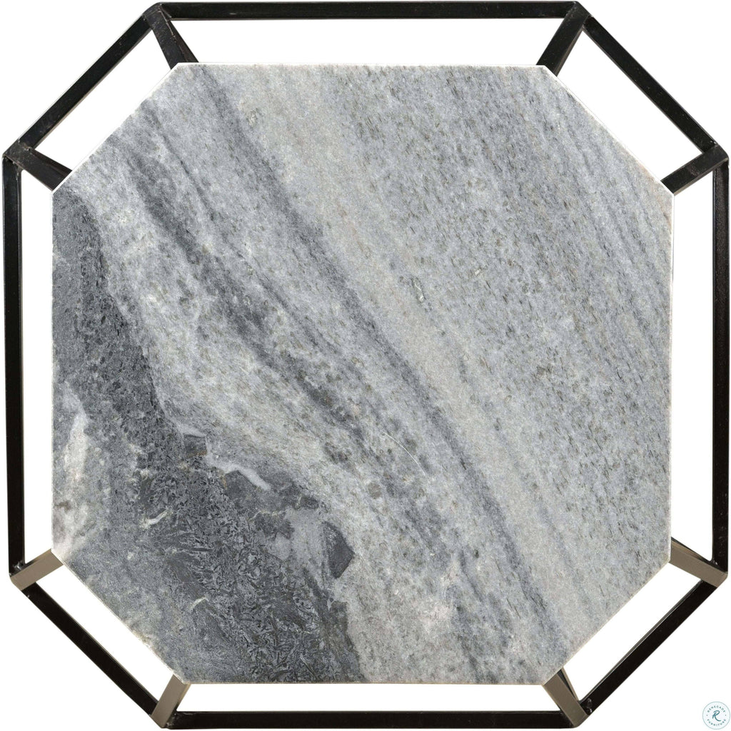 Grey Black Octagonal Accent Table J655