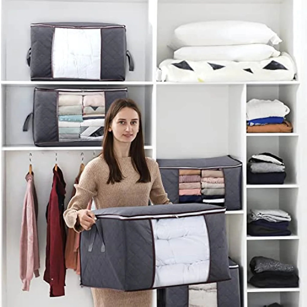 Grey 3 Pack Large Storage Bags with Reinforced Handles W135719