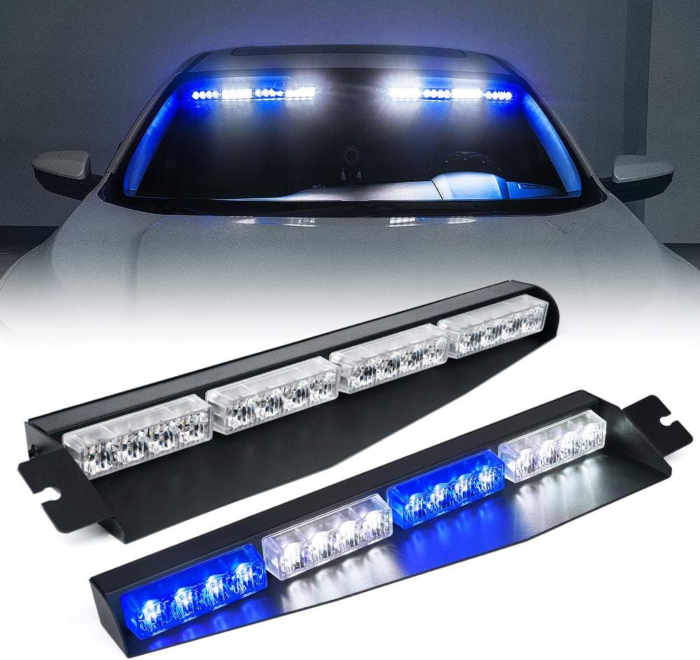 Amber White LED Visor Strobe Light Bar O4641