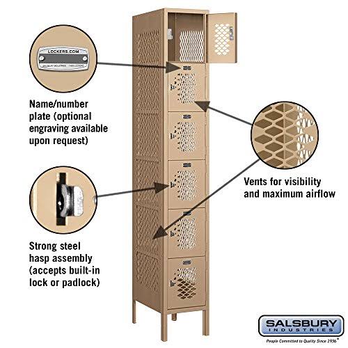 Vented Metal Locker, Six Tier, Tan D58314