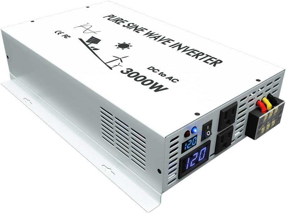 3500W Pure Sine Wave Power Inverter DC 48V to 110V 120V AC with Dual Outlets U6827